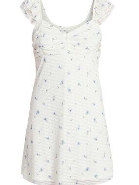 No Boundaries White Chemise with Blue Floral Print